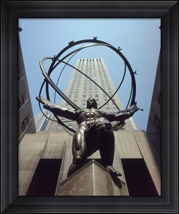 Framed Atlas Statue Rockefeller Center, NYC Print