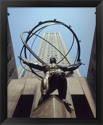 Framed Atlas Statue Rockefeller Center, NYC Print