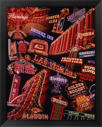 Framed Strip Neon Signs Las Vegas Print