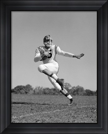Framed Football Player Running With Ball Print