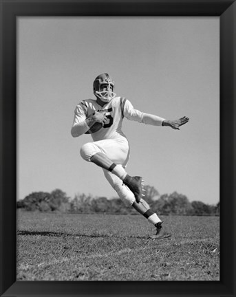 Framed Football Player Running With Ball Print