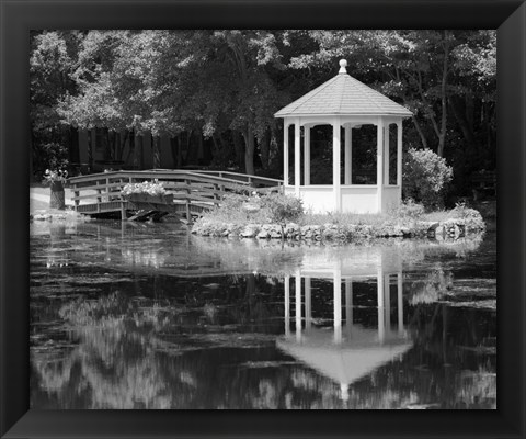 Framed Gazebo Reflected In Pond Seaville NJ Print