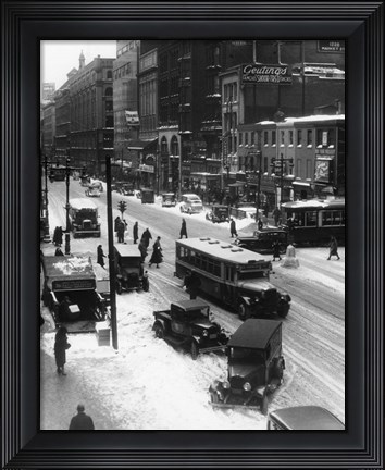 Framed Snowy Philadelphia City Street In Winter Print