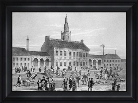 Framed Engraving Of Independence Hall In Philadelphia 1776 Print