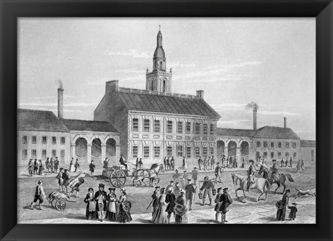 Framed Engraving Of Independence Hall In Philadelphia 1776 Print