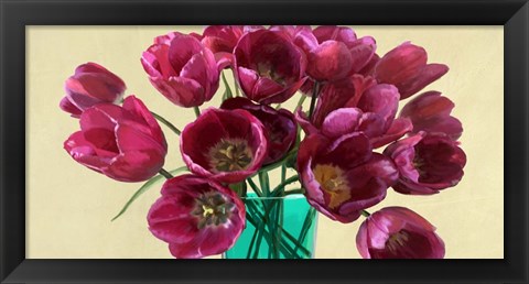 Framed Red Tulips in a Glass Vase (detail) Print