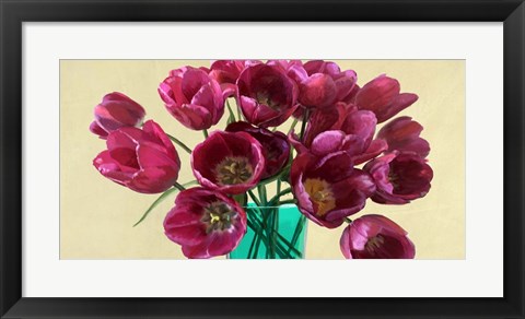 Framed Red Tulips in a Glass Vase (detail) Print