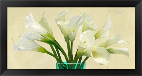 Framed White Callas in a Glass Vase (detail) Print