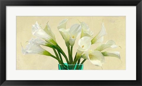 Framed White Callas in a Glass Vase (detail) Print