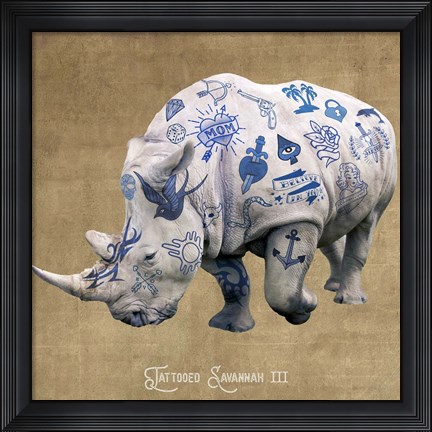 Framed Tattooed Savannah III Print