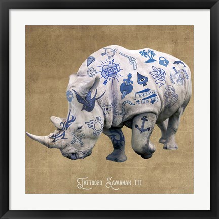 Framed Tattooed Savannah III Print