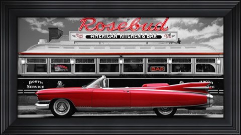 Framed Vintage Beauty and Diner (Red) Print