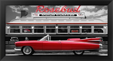 Framed Vintage Beauty and Diner (Red) Print