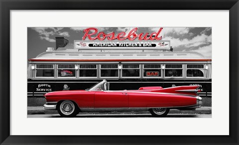 Framed Vintage Beauty and Diner (Red) Print