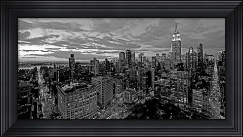 Framed Chelsea and Midtown Manhattan (BW detail) Print