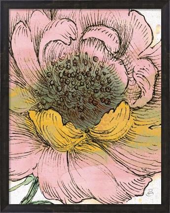 Framed Blossom Sketches III Pink Crop Print