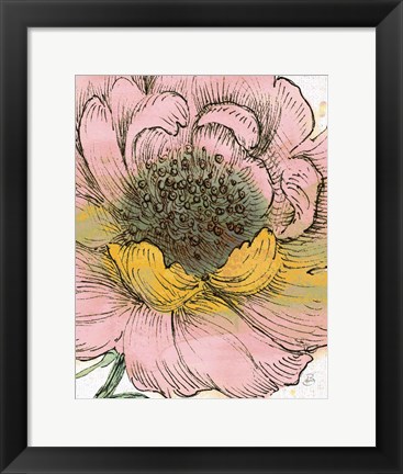 Framed Blossom Sketches III Pink Crop Print