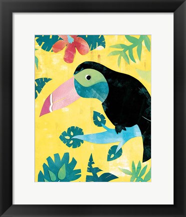 Framed Jungle Jive I Toucan Yellow Print