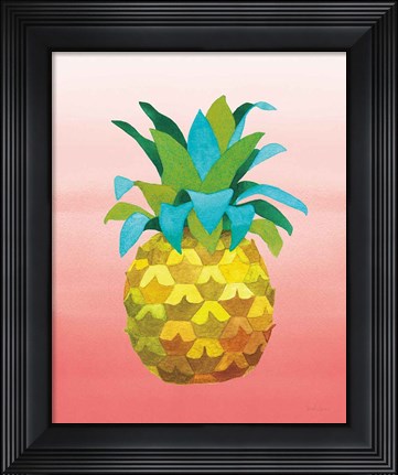 Framed Island Time Pineapples VI Coral Print