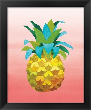 Framed Island Time Pineapples VI Coral Print