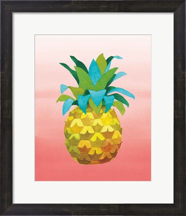 Framed Island Time Pineapples VI Coral Print