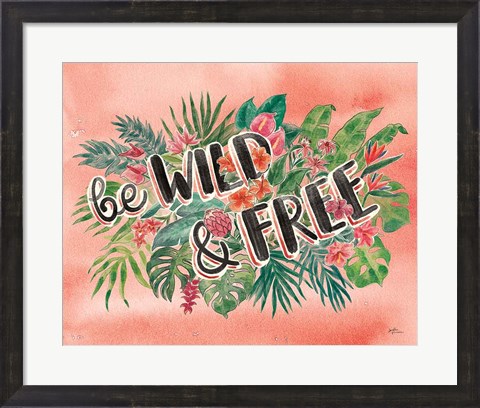 Framed Jungle Vibes VI Watercolor Coral Print