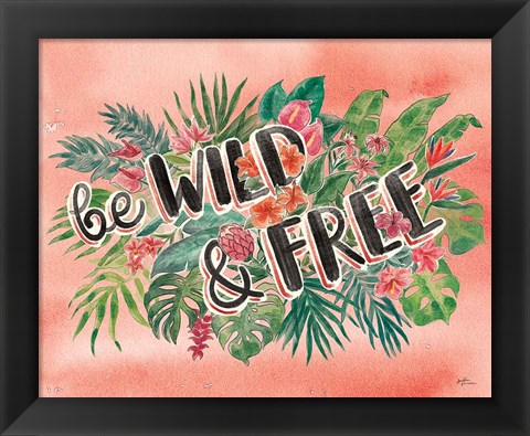 Framed Jungle Vibes VI Watercolor Coral Print