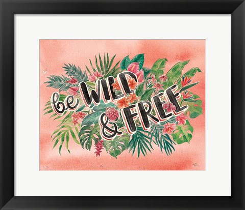 Framed Jungle Vibes VI Watercolor Coral Print