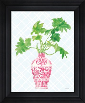 Framed Palm Chinoiserie III Pink Print