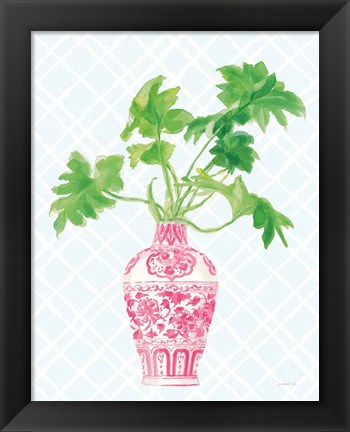 Framed Palm Chinoiserie III Pink Print