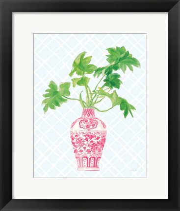 Framed Palm Chinoiserie III Pink Print