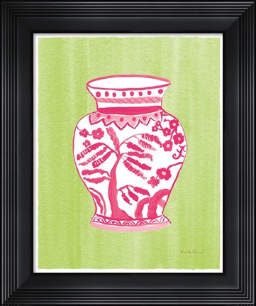 Framed Chinoiserie IV Pink Watercolor Print