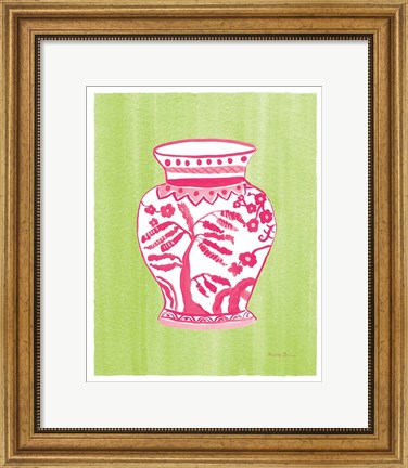 Framed Chinoiserie IV Pink Watercolor Print