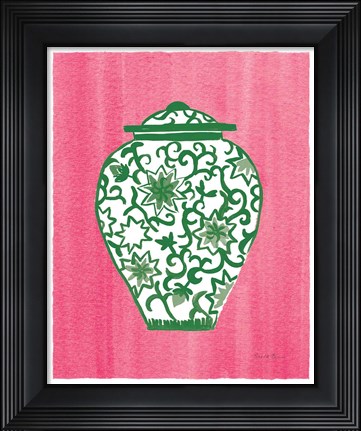 Framed Chinoiserie III Green Watercolor Print