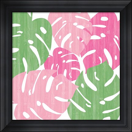 Framed Monstera II Hot Pink Print