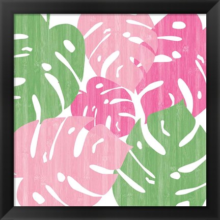 Framed Monstera II Hot Pink Print