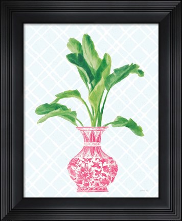 Framed Palm Chinoiserie I Pink Print