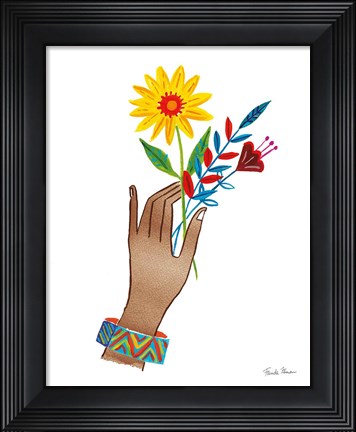 Framed Floral Hand IV No Design Tan Print