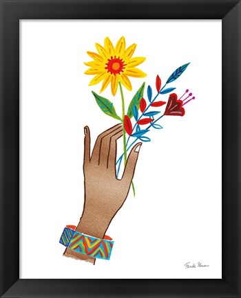 Framed Floral Hand IV No Design Tan Print