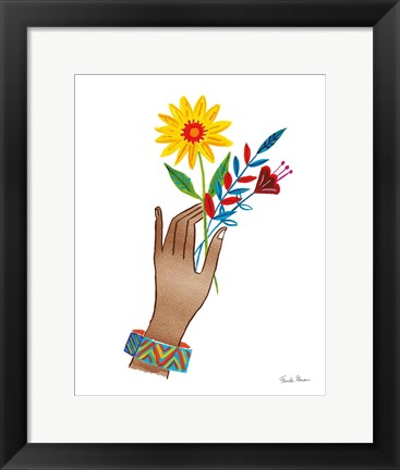 Framed Floral Hand IV No Design Tan Print