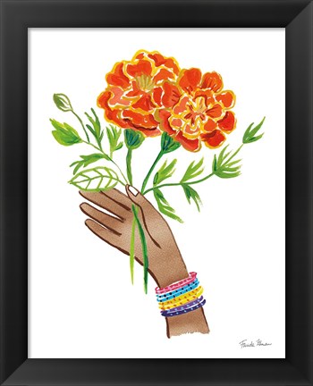 Framed Floral Hand I No Design Tan Print