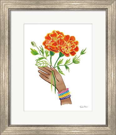 Framed Floral Hand I No Design Tan Print