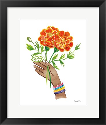 Framed Floral Hand I No Design Tan Print