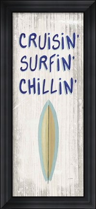 Framed Beach Time IV One Surfboard Print