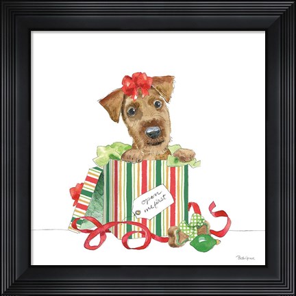 Framed Holiday Paws II on White No Words Print
