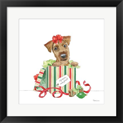 Framed Holiday Paws II on White No Words Print