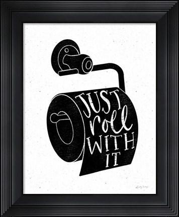 Framed Bathroom Puns VI Black Print