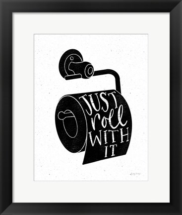 Framed Bathroom Puns VI Black Print