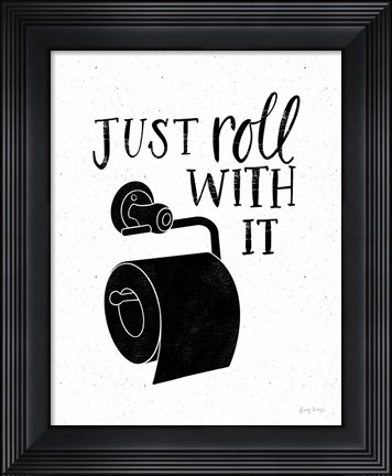 Framed Bathroom Puns V Black Print