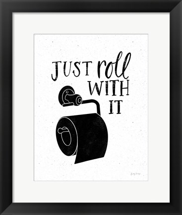 Framed Bathroom Puns V Black Print